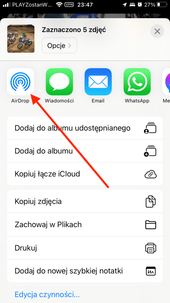 Airdrop w iOS 16
